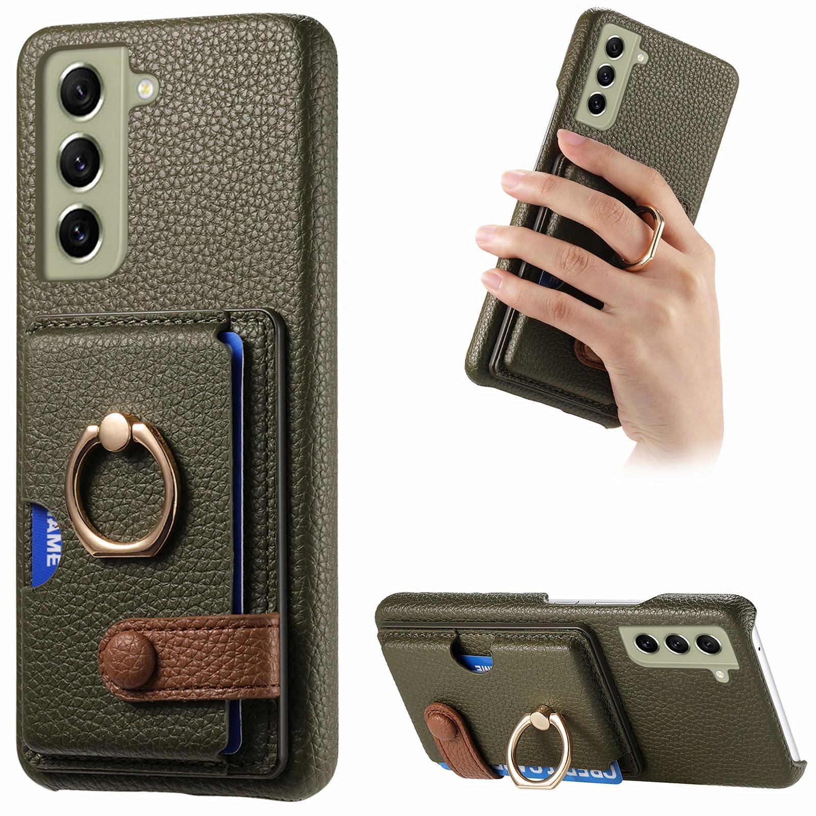 Y2 For Samsung Galaxy S21 FE 5G Cell Phone Case Rotation Ring Kickstand Leather+PC+TPU Cover Y2 For Samsung Galaxy S21 FE 5G Cell Phone Case Rotation Ring Kickstand Leather+PC+TPU Cover